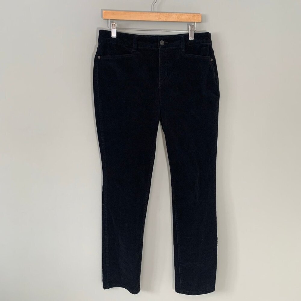 Talbots Corduroy Pants Women 10‎ Black Straight Leg Simply Flattering 5-Pocket
